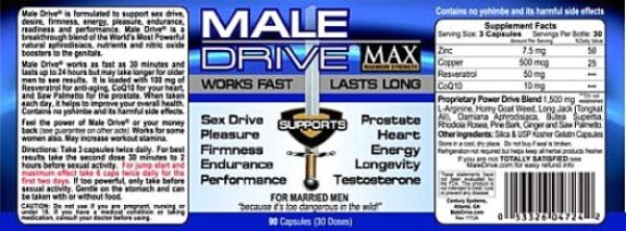 male drive max enhancement natural label caps increases longevity